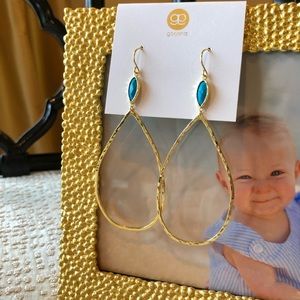 Turquoise gold hoop earring